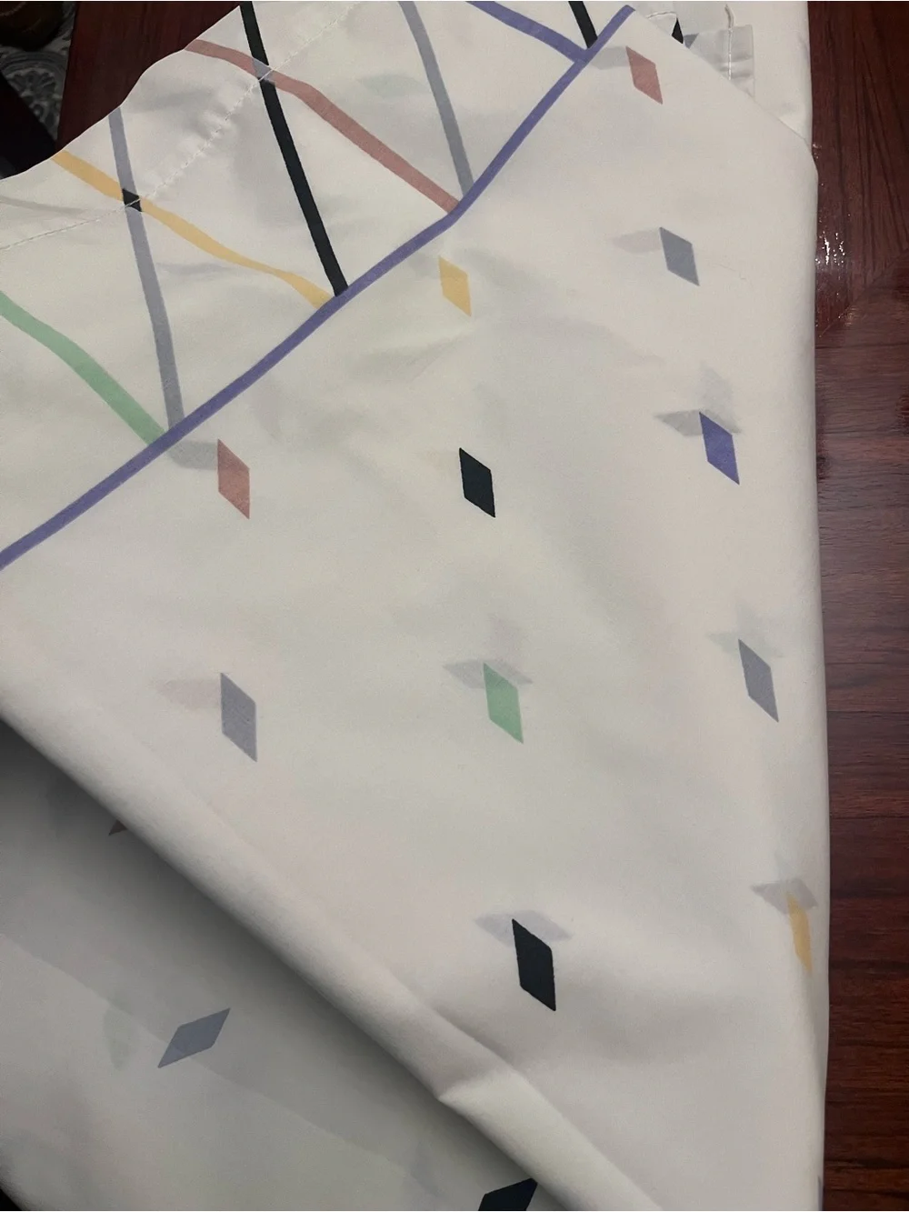 Vintage Canon Percale King size Flat sheet with Pastel Geometric Accents